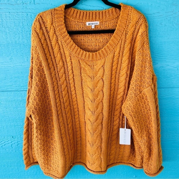 MARGEAUX & ELLIE CABLE KNIT SWEATER PUMPKIN ORANGE SIZE 3X NWT - Picture 1 of 7